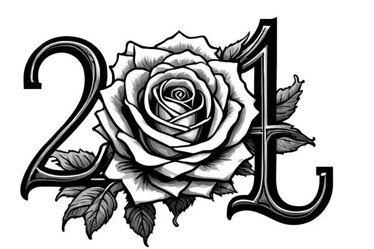 2004 Roman Numbers With A Rose Intertwined