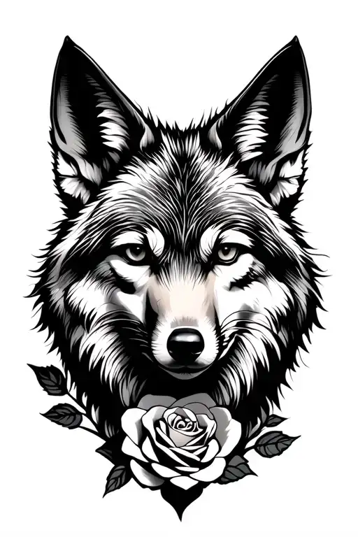 Coyote With Rose Intertwined All Black