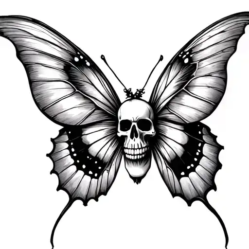 Skull And Batterfly