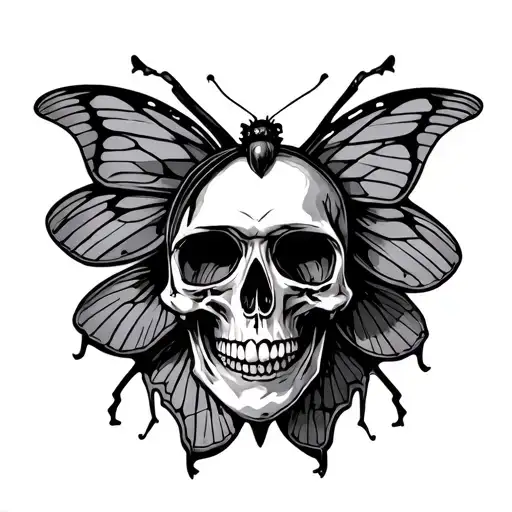 Skull And Batterfly