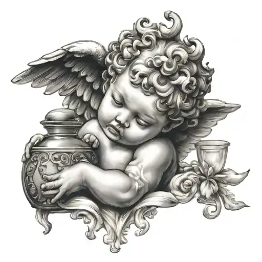 Cherub Angel With Perfume Decanter