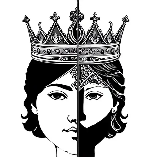 Half Face King Half Face Queen Symmetrical With Crown