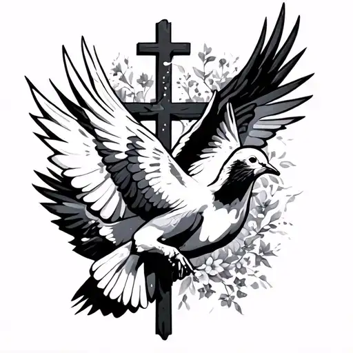 Doves Flying Around A Cross