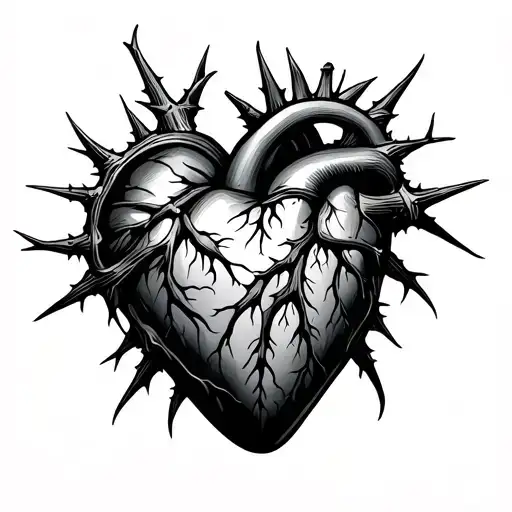Anathomically Correct Heart With Thorns Wrapped