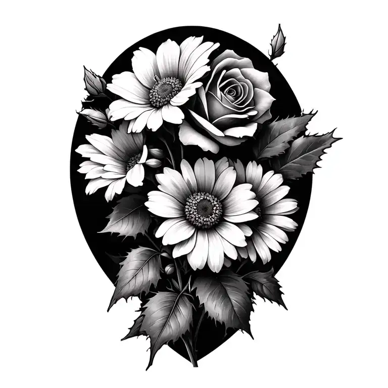 Roses Daisies Gladiolus Holly Flowers