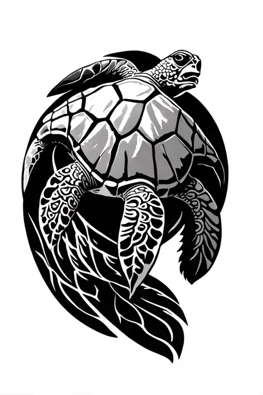 Maori Tattoo Shoulder Chest Upper Arm Turtle Swimming