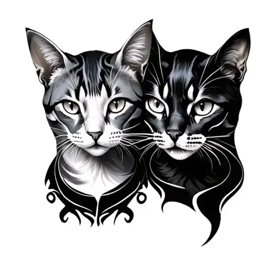 Two Opposite Cats Good And Evil