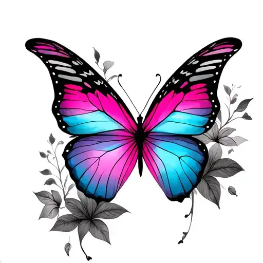 Pink And Blue Gradient Butterfly