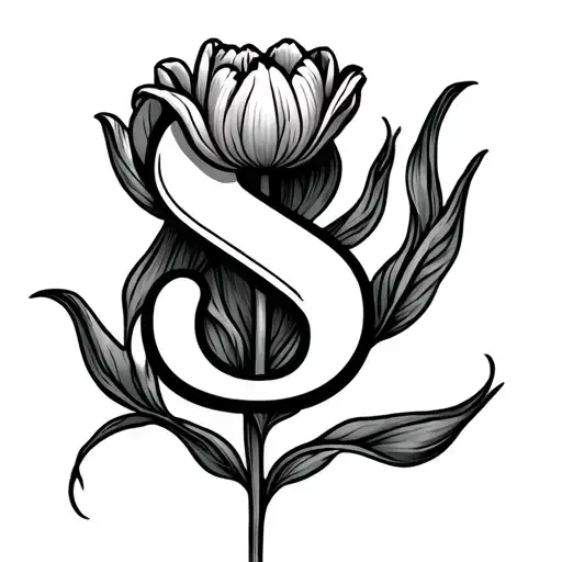 Letter S As A Flower With A Stem Tulip