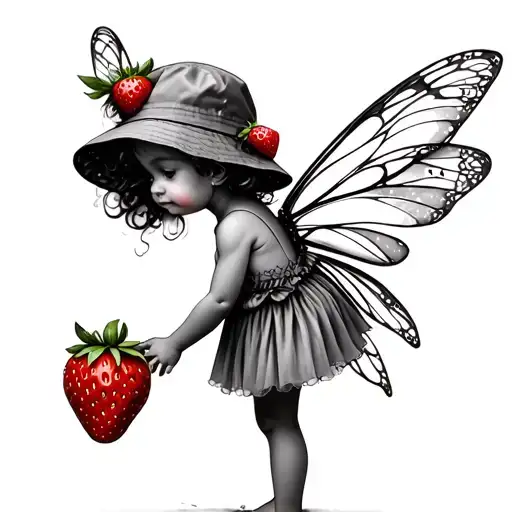 Baby Fairy With Strawberry Bucket Hat Standing Tall