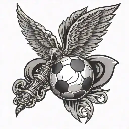 Angry Soccer Ball With Wings And Horns And An Ace Of Spades