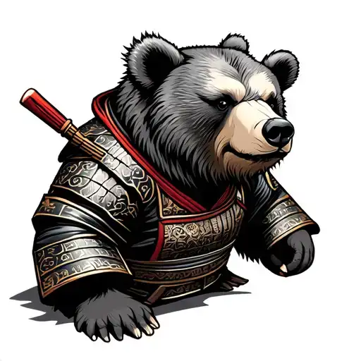 A Bear Dressed In Japanese Samurai Complete Body