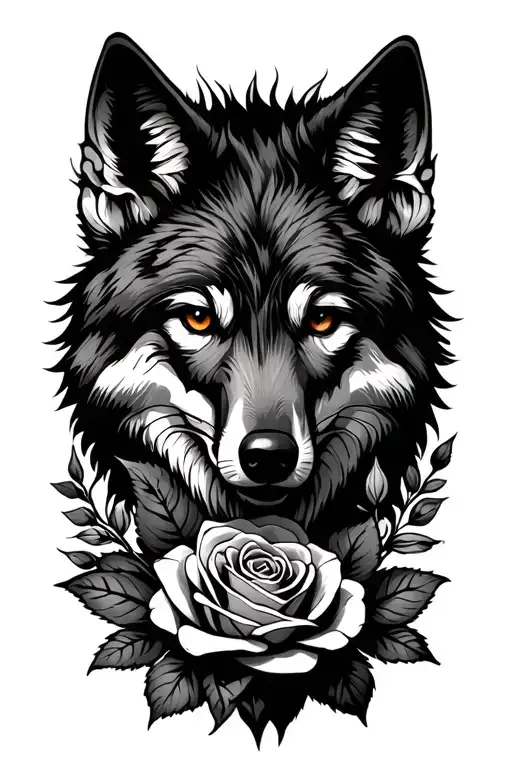 Mean Coyote With Roses Growing