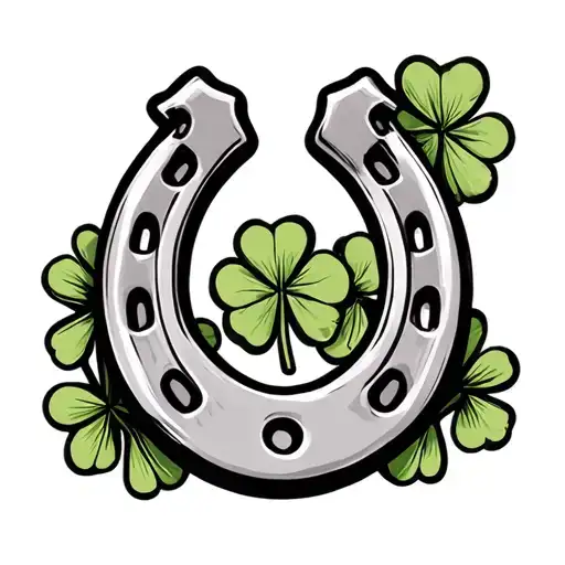 Horseshoe With Four Leaf Clovers