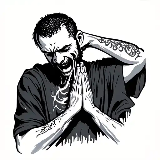 Man Having His Throat Cut While Praying