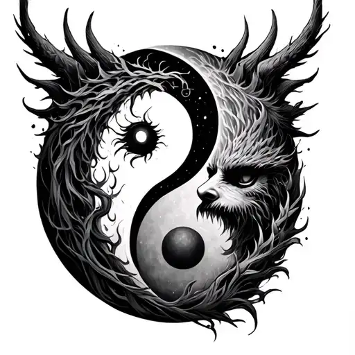 Chernobog And Belebog In A Yin Yang Symbol