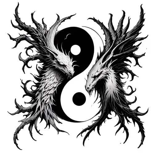 Chernobog And Belebog In A Yin Yang Symbol Intertwined