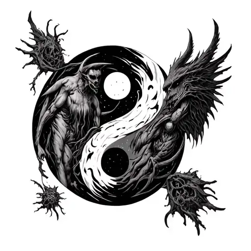 Chernobog And Belebog Bodies In A Yin Yang Symbol Intertwined