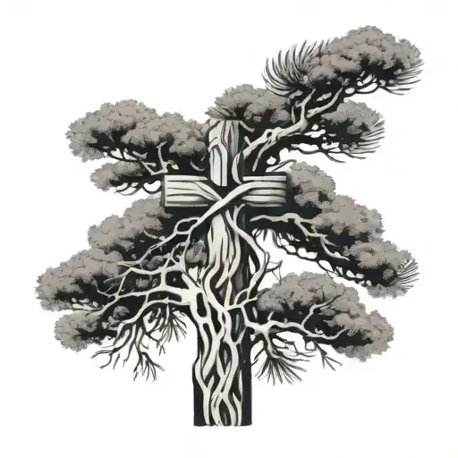 Pine Tree Band With Cross Intertwined