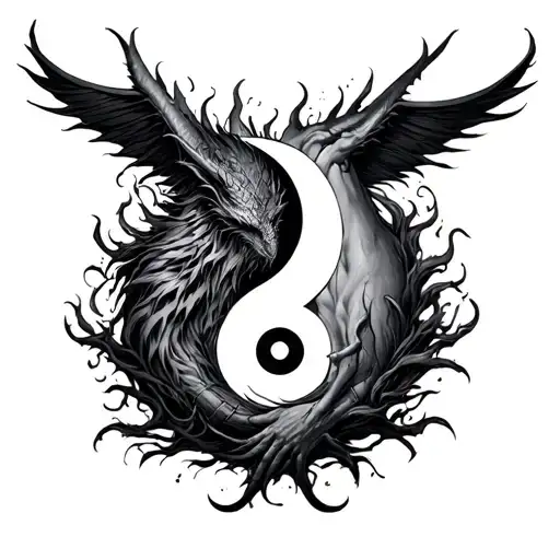 Chernobog And Belebog Body Intertwined In A Yin Yang