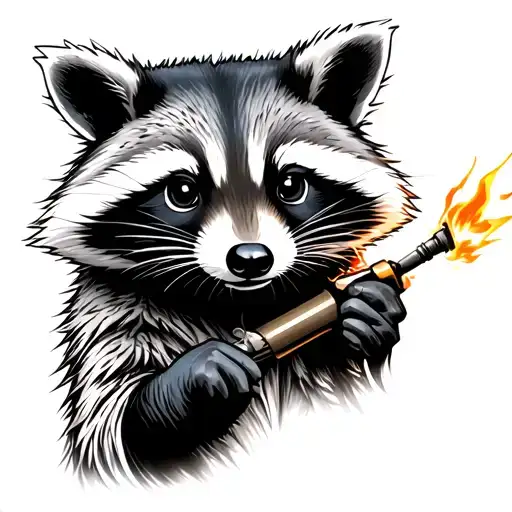 Racoon With Welding Torch Held