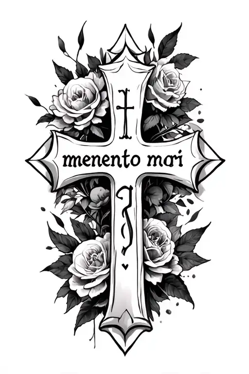 Memento Mori Written With Cross Surrounded