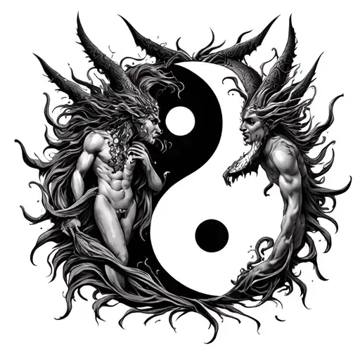 God And Devil Bodies On A Yin Yang