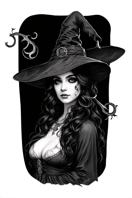 Witchy Style Tattoo Design Combining