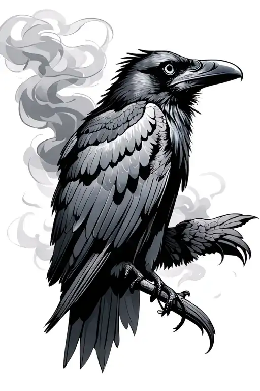 Raven In The Train Of Smoke