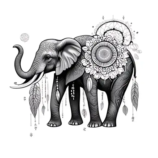 Elephants Mandalas And Flowers And Dreamcatchers With Family Quotes