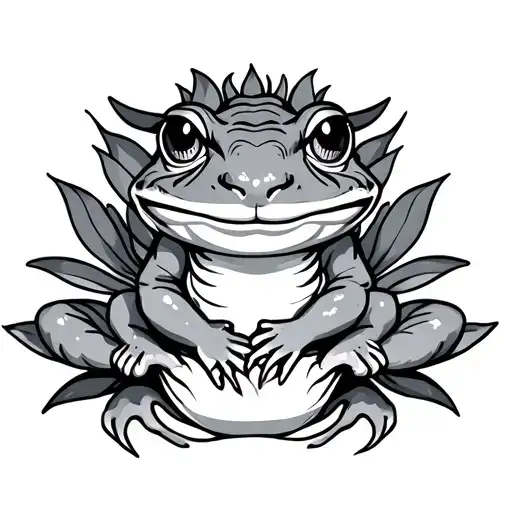 The Frog Sits In The Pose Of The Lotus Dragon Tiger