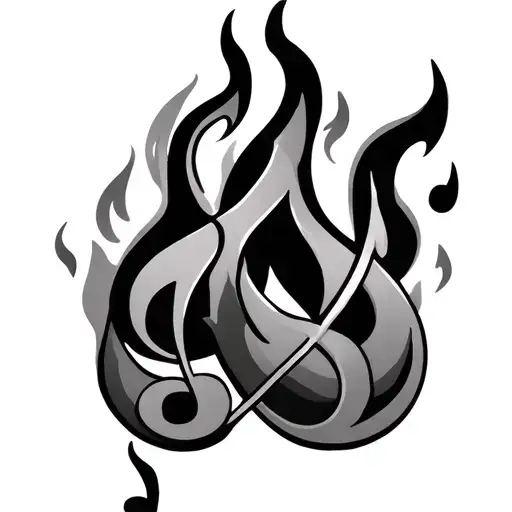Fire And Music Note Intertwined
