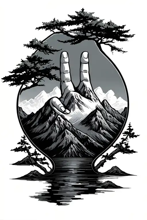 Old School Traditional Shaka With Mountains Inside