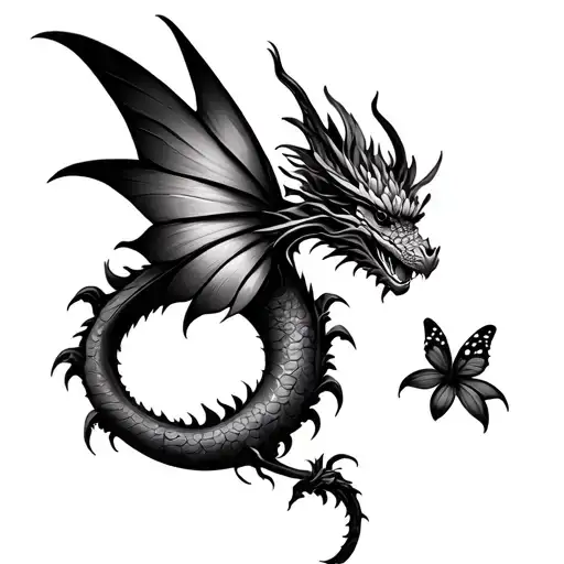 Flower Dragon With Butterfly Wings