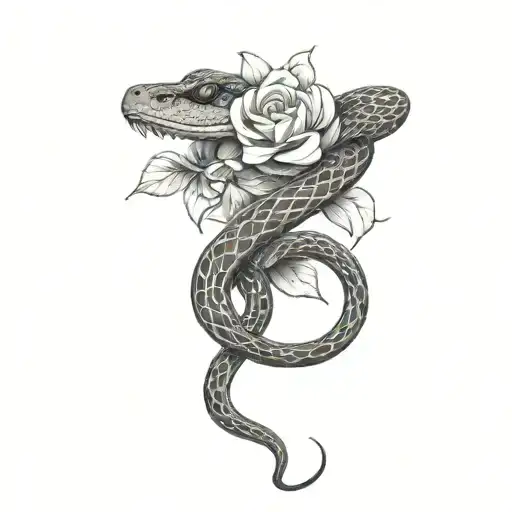 Snake With Flower Blooming