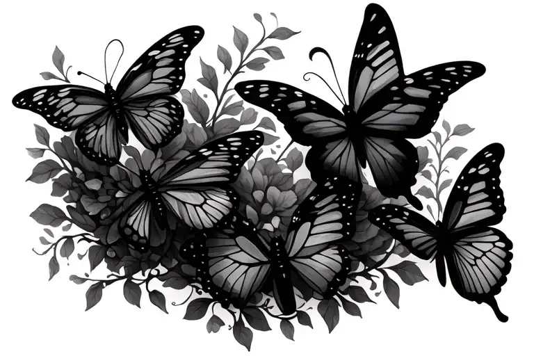 Vine With 4 Butterfly's Around Wrist