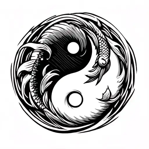 Ying Yang Fish Round Logo Incorporated