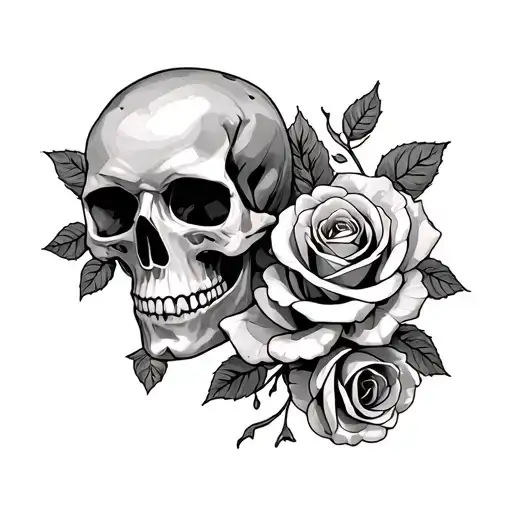 Skulls And Roses Intertwined