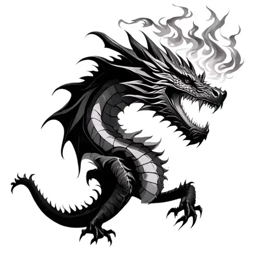Black Dragon Breathing Fire