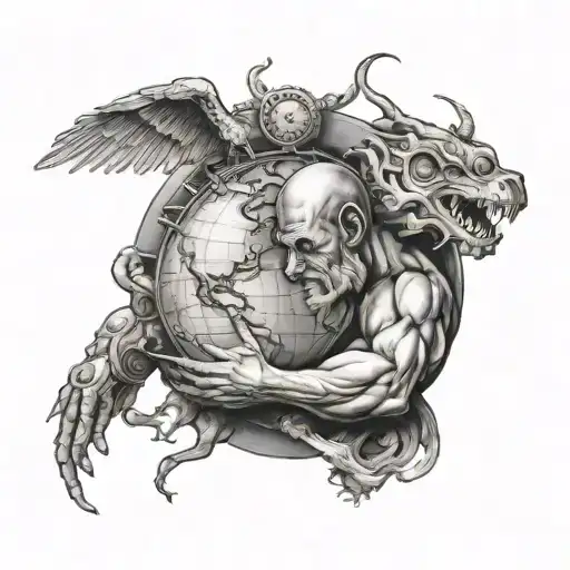 Mytology Hybrid With Atlas Holding The World