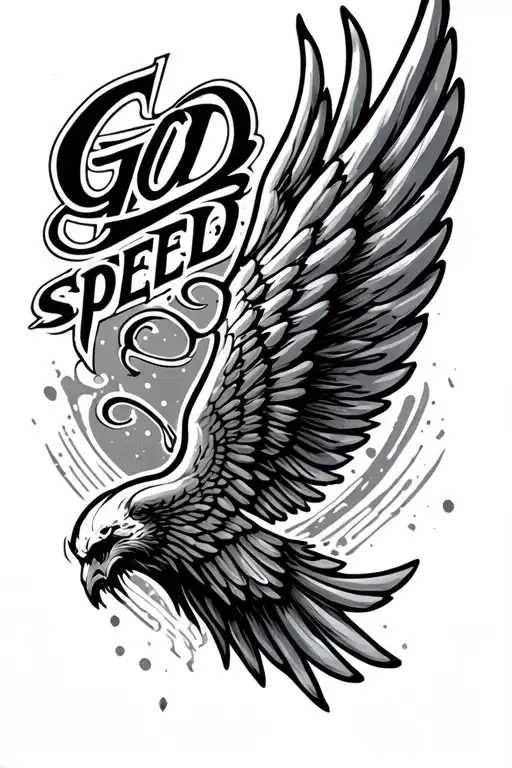 Angle Wing With The Word God Speed