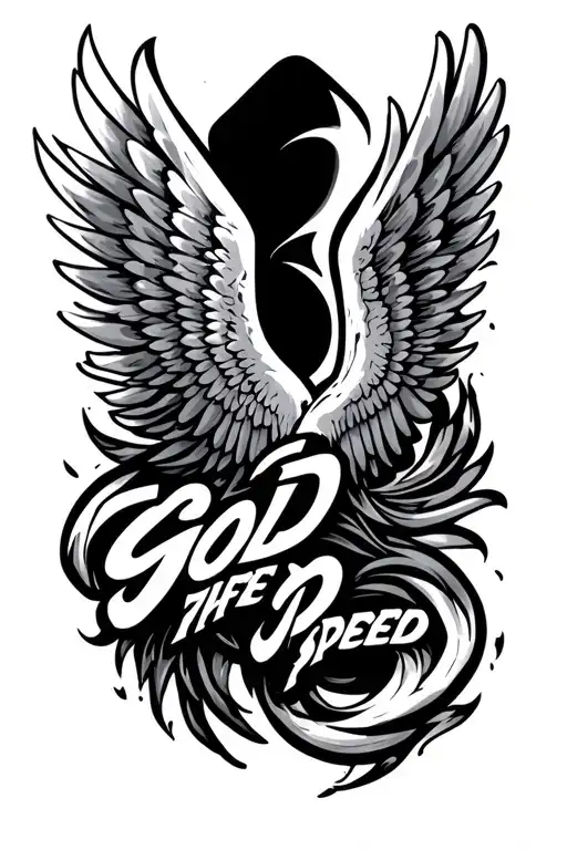 Angle Wings With The Word God Speed