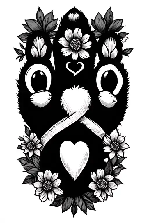 My Dogs Paw And Infinity Heart And Flowers