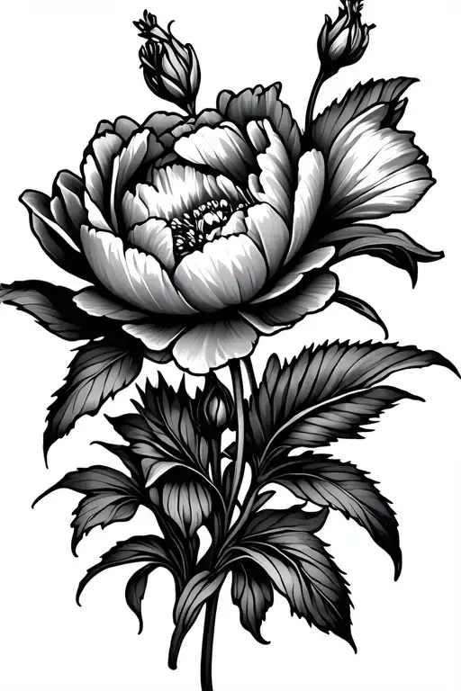 Peony And A Gladiolus Flowers Simple