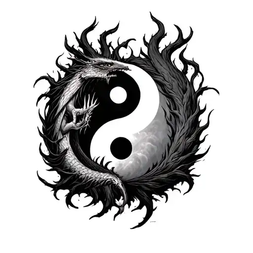 Chernobog And Belebog On A Yin Yang Symbol