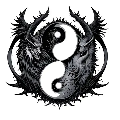 Chernobog And Belebog On A Yin Yang Symbol