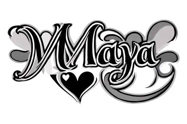Name Maya With Hearts