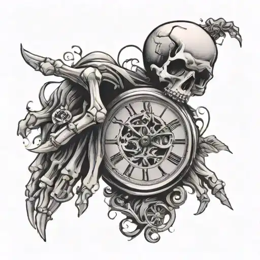 Skeleton Finger With Clock Face