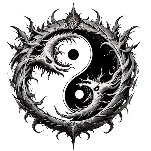 Chernobog And Belebog Intertwined On A Yin Yang Symbol
