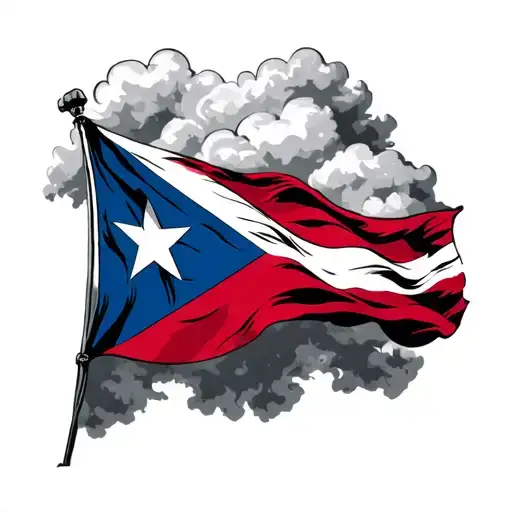 Puerto Rico Flag With Cloud Back Ground